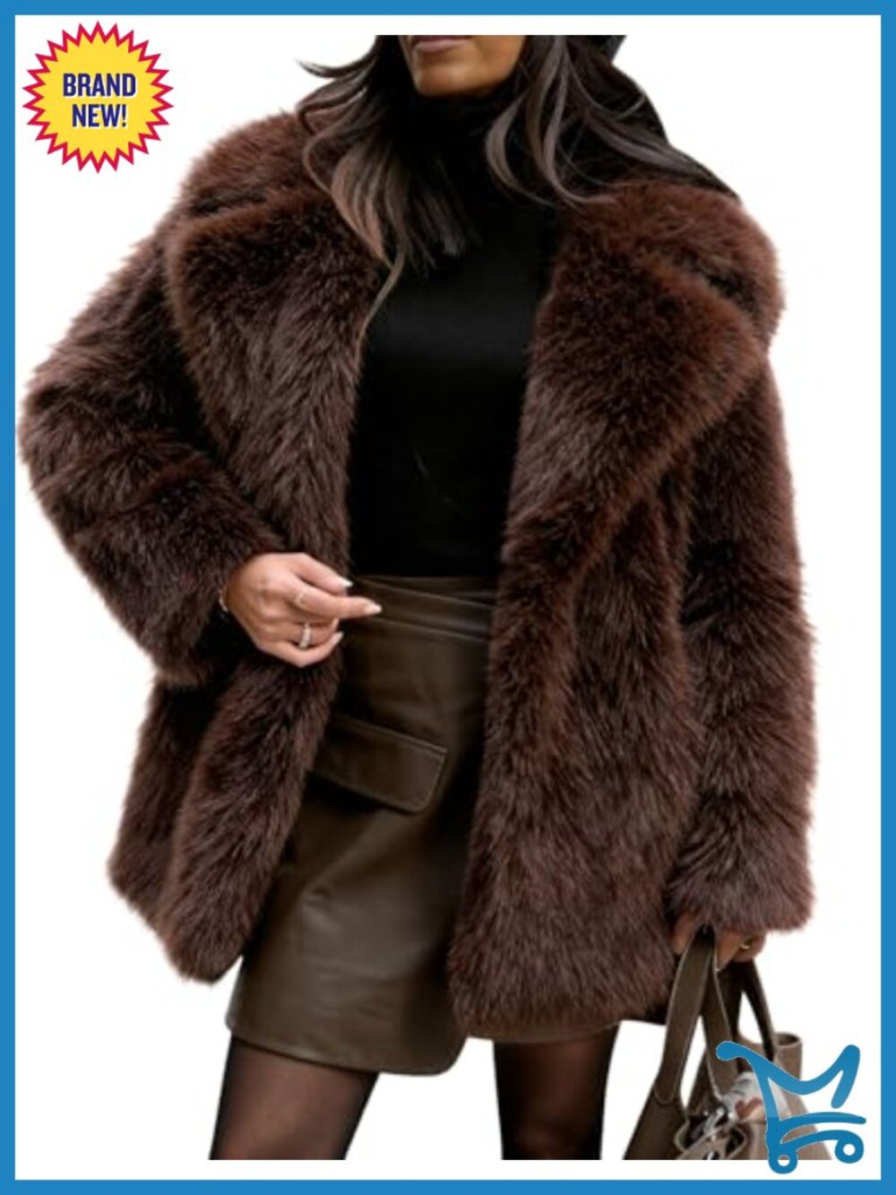 Faux Fur Coat Long Sleeve Lapel Furry Jacket Fluffy Winter Coat